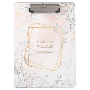 modern subtle blush floral monogram  clipboard