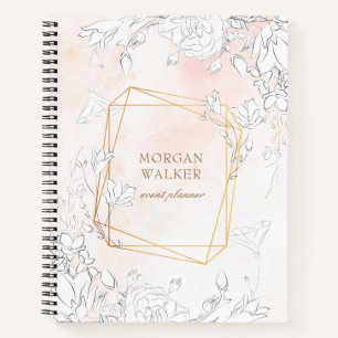 modern subtle blush floral monogram Notebook