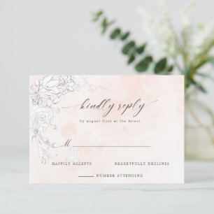 Modern Subtle Blush Floral RSVP Card