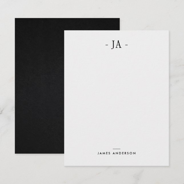 Modern Subtle Monogrammed Initial & Name Note Card (Front/Back)