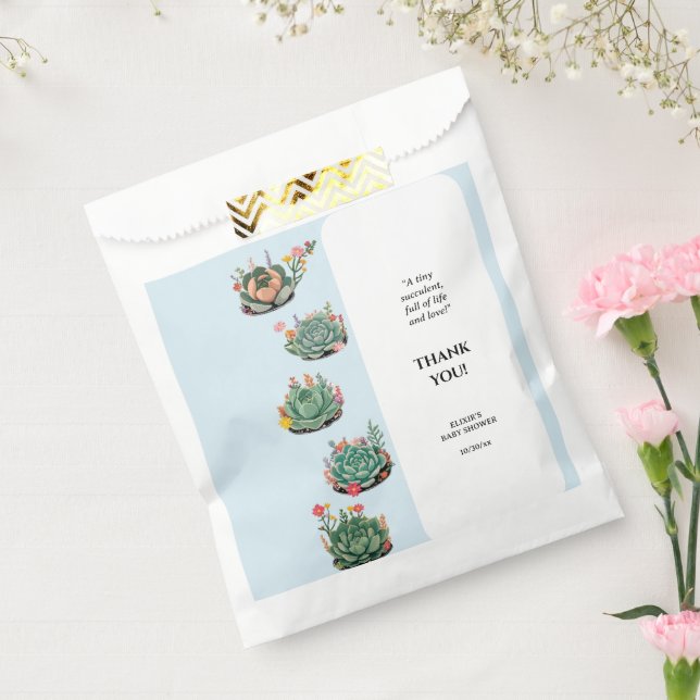Modern Succulent Cactus Baby Shower Favour Bag (Sealed)