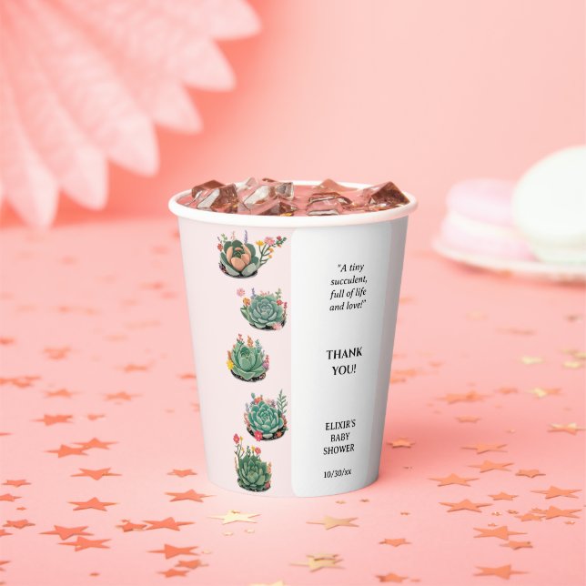 Modern Succulent Cactus Baby Shower Paper Cups (Insitu)