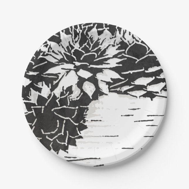 Modern Succulent Cactus Plants Paper Plate (Front)