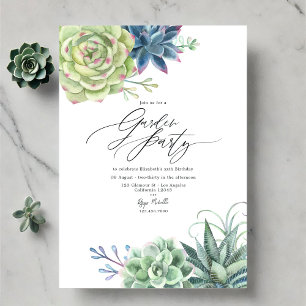 Modern Succulent Greenery Garden Party Invitation