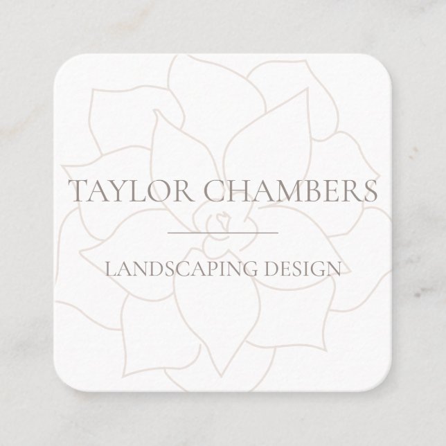 Modern Succulent Simple Square Business Card (Front)