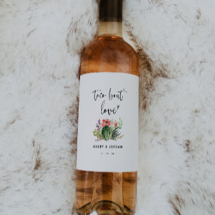 Modern Succulent Taco Bout Love Fiesta Wedding Wine Label
