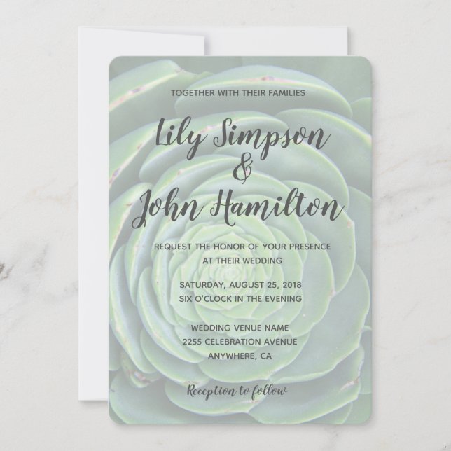 Modern Succulent Wedding Invitation (Front)
