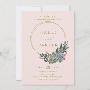 Modern Succulents Wedding Invitation