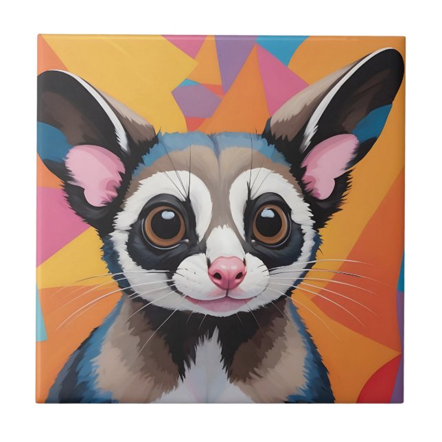 Modern Sugar Glider Abstract and Colourful Ceramic Tile (Front)