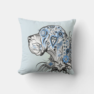 Modern Sugar Skull Great Dane Pillow