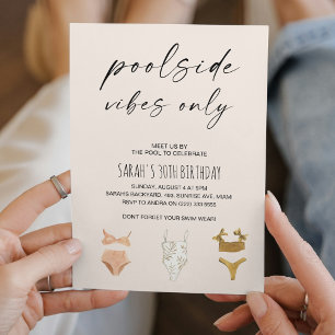 Modern Summer Adult Pool Party Birthday  Invitation