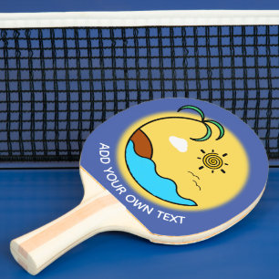 Modern Summer Beach Emblem Art Custom Text Ping Pong Paddle