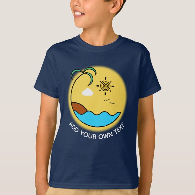Modern Summer Beach Emblem Art Custom Text T-Shirt (Front)