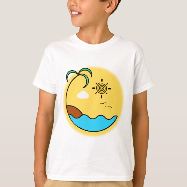 Modern Summer Beach Emblem Art  T-Shirt (Front)