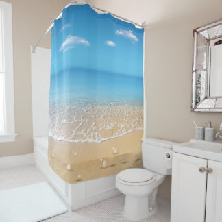 Modern Summer Blue Ocean Beach Shower Curtain