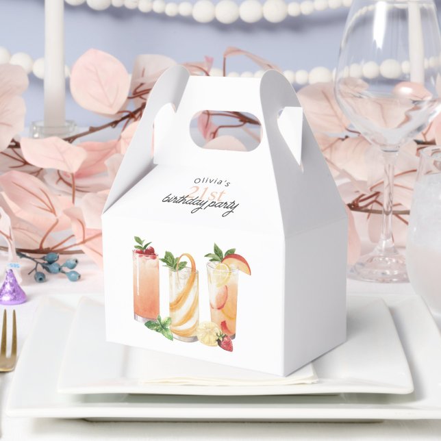 Modern Summer Cocktails 21st Birthday Party Favour Box (Creator Uploaded)