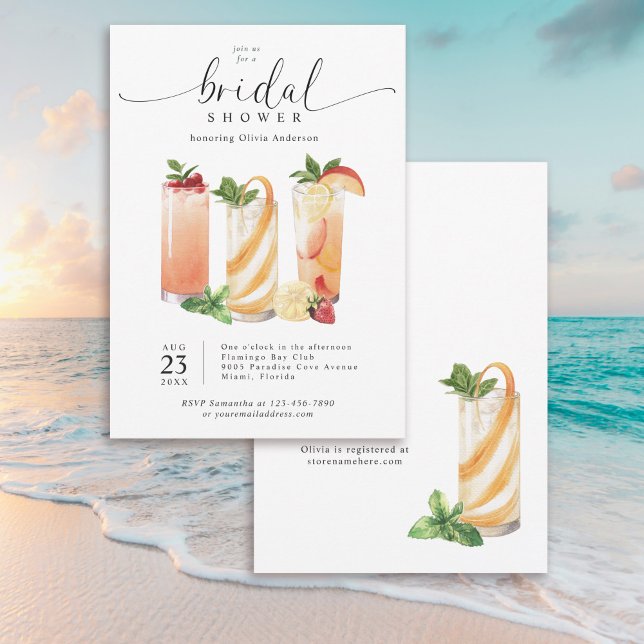 Modern Summer Cocktails Bridal Shower Invitation (Available in both printed and digital download formats!)