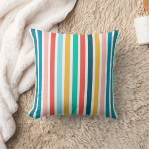 Modern Summer Colourful Vertical Stripes Cushion