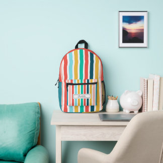 Modern Summer Colourful Vertical  Stripes  Custom  Printed Backpack