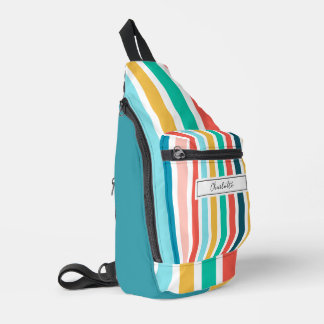 Modern Summer Colourful Vertical  Stripes  Custom  Sling Bag