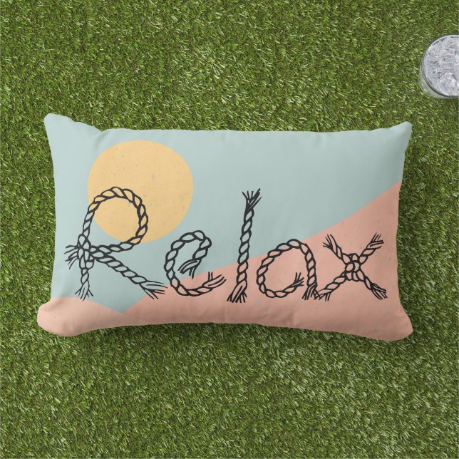 Modern summer colours pink and blue sunshine Relax Lumbar Cushion (Grass)