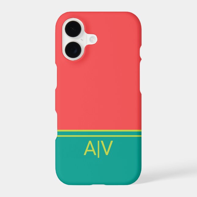 Modern Summer Coral Aquamarine Monogram (Back)