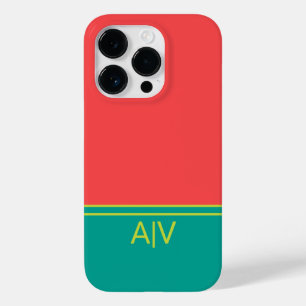 Modern Summer Coral Aquamarine Monogram Case-Mate iPhone 14 Pro Case