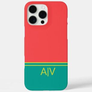 Modern Summer Coral Aquamarine Monogram iPhone 16 Pro Max Case