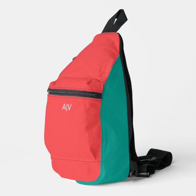 Modern Summer Coral Monogram Sling Bag (Right Corner)