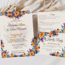 Modern Summer floral wedding Invitation