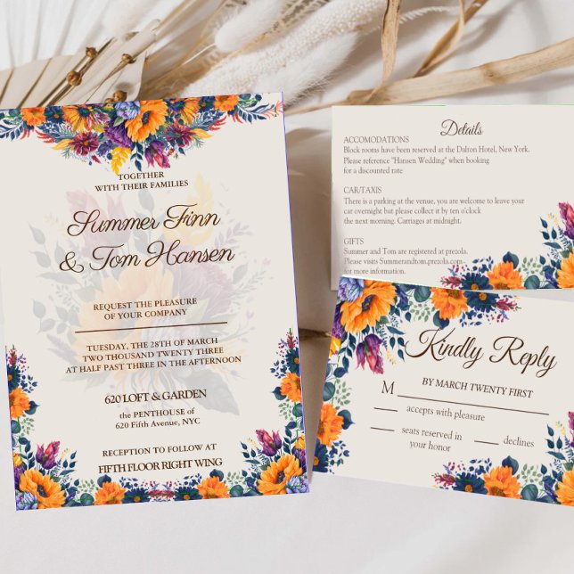 Modern Summer floral wedding Invitation (Creator Uploaded)