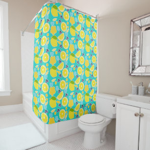 Modern Summer Lemon Shower Curtain