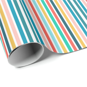 Modern Summer Multicolored Vertical Stripes Wrapping Paper