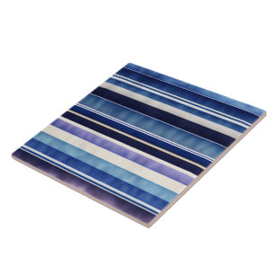 Modern Summer Navy Blue Boat Stripes Collection Ceramic Tile