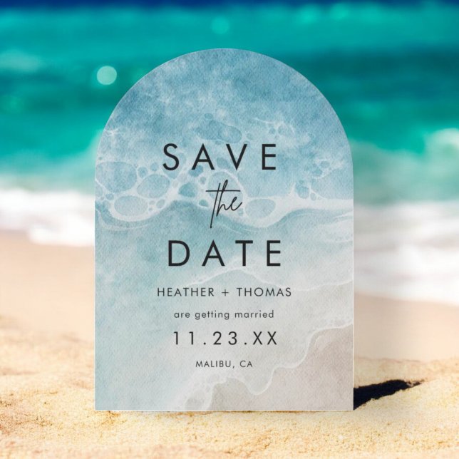 Modern Summer Ocean Beach  Wedding Arch Save The Date (Creator Uploaded)
