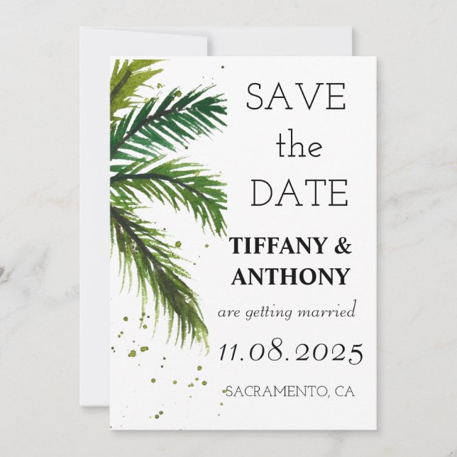 Modern Summer Ocean Beach Wedding Save The Date (Front)