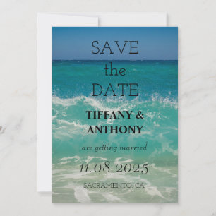 Modern Summer Ocean Beach Wedding Save The Date