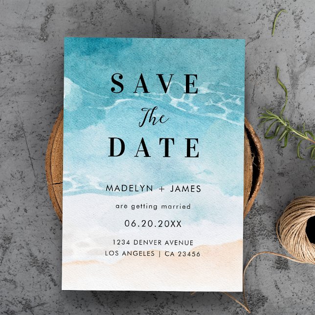 Modern Summer Ocean Beach Wedding Save The Date (Modern Summer Ocean Beach Wedding Save The Date
)