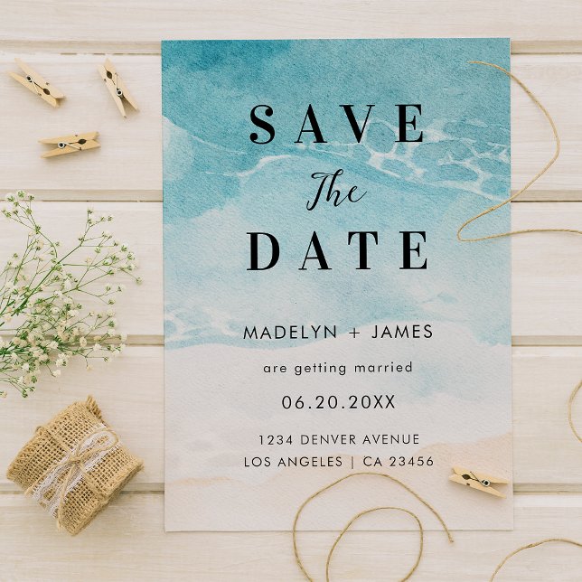 Modern Summer Ocean Beach Wedding Save The Date (Creator Uploaded)
