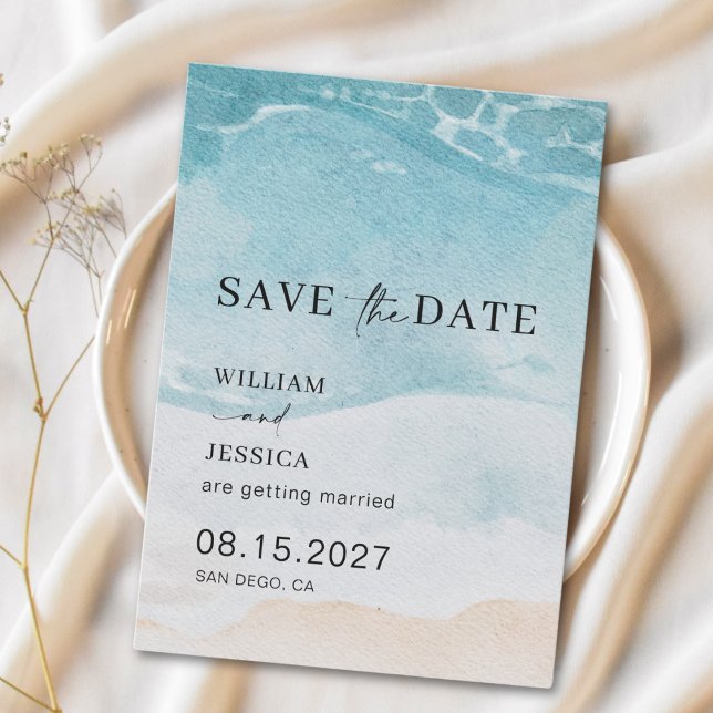Modern Summer Ocean Beach Wedding Save The Date (Creator Uploaded)