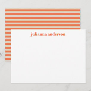 Modern Summer Orange Striped Personalised Name Card
