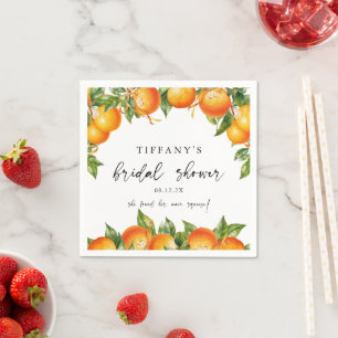 Modern Summer Oranges  Citrus Bridal Shower Napkin