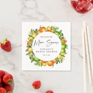 Modern Summer Oranges Lemon Citrus Bridal Shower Napkin