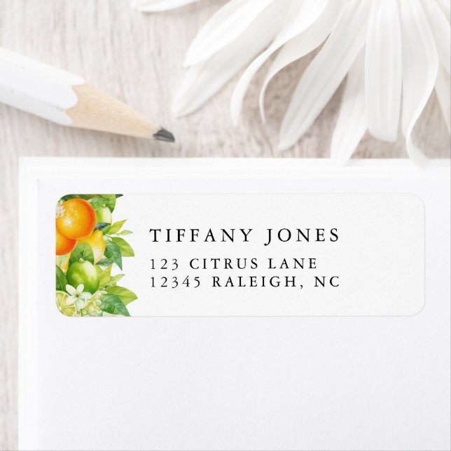 Modern Summer Oranges Lemon Citrus Return Address Label (Insitu)