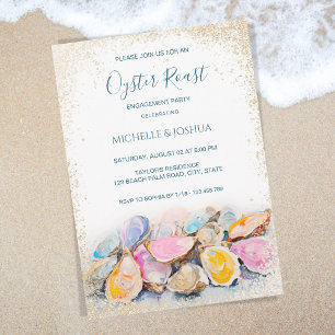 modern summer oyster roast pastel coastal style invitation