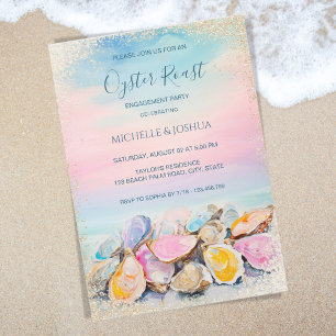 modern summer oyster roast pastel coastal style invitation