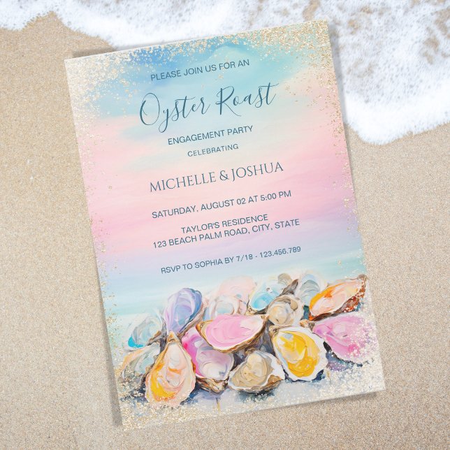modern summer oyster roast pastel coastal style invitation (Creator Uploaded)