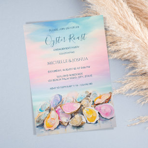 modern summer oyster roast pastel coastal style invitation