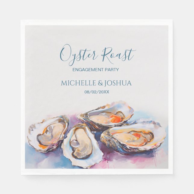 modern summer oyster roast pastel coastal style napkin (Front)