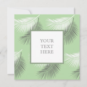 modern summer palm leaf background sage green card